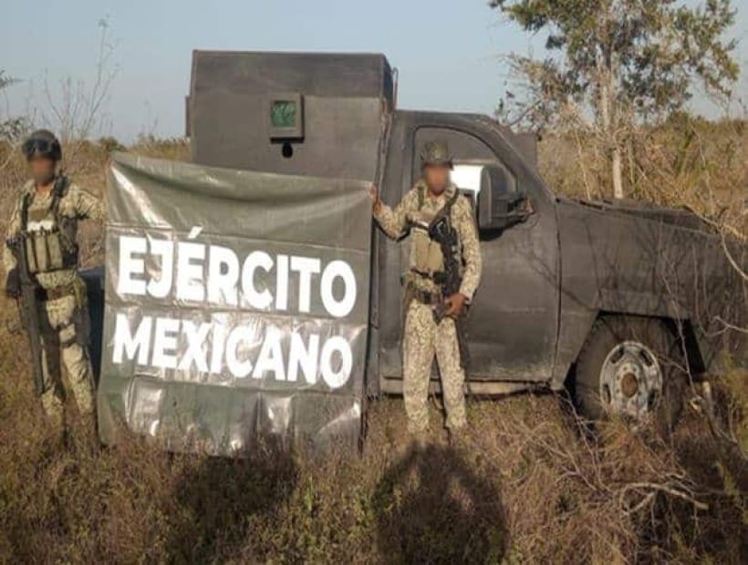 Aseguran vehículo con blindaje artesanal en Soto la Marina Aseguran vehículo con blindaje artesanal en Soto la Marina